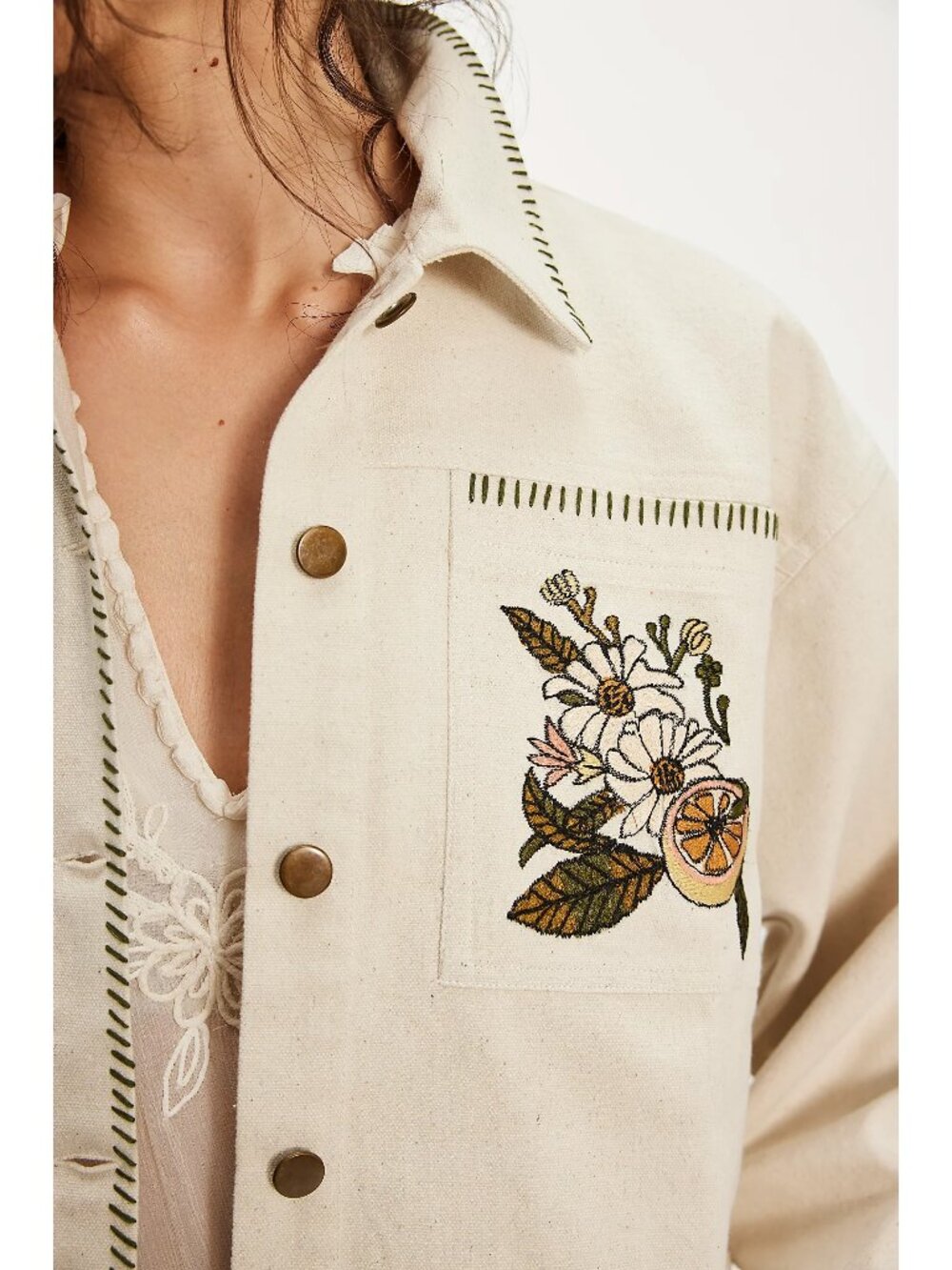 Free People x Denim and Bone Woodlands Embroidered Jacket - Picture 3 of 15